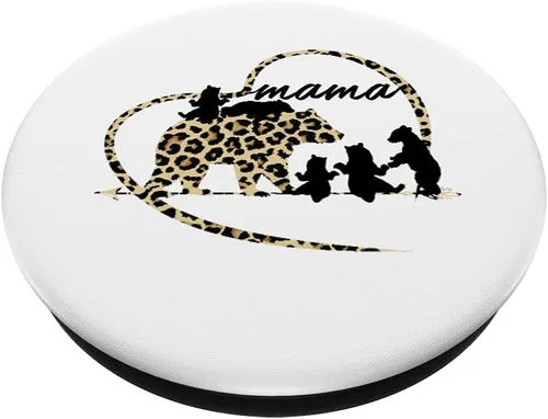 Vista 2 de Cute Trendy Mama Bear 5 cachorros mamá Cheetah Print diseño de corazón PopSockets PopGrip: agarre intercambiable para teléfonos y tabletas