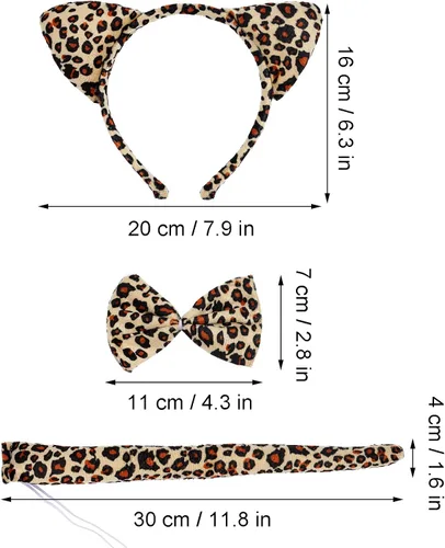 Vista 2 de Marrywindix Conjunto de tutú de leopardo marrón, disfraz de animal, disfraz de Halloween, fiesta de Halloween, accesorios de vestir