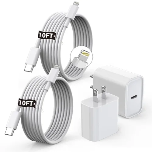 Vista 9 de [Certificado MFi de Apple] Cargador de iPhone 14 de Carga Rápida, Bloque de Cargador USB C Quick Type con Cable de Carga USB C a Lightning de 10