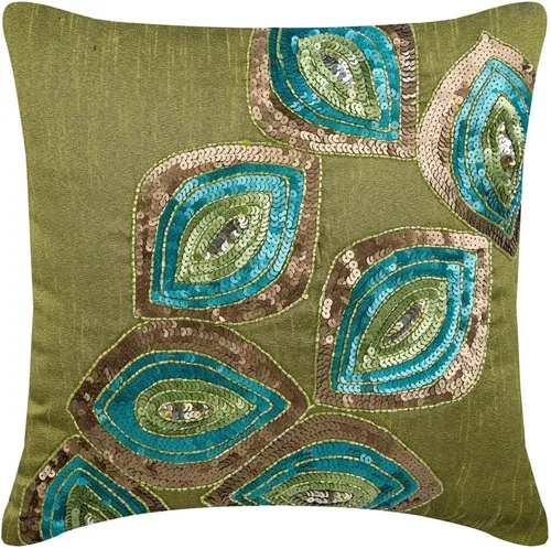 Vista 34 de The HomeCentric Fundas de almohada decorativas con bordes de 12 x 12 pulgadas Funda de cojín de seda de arte moderno Fundas de almohada verdes