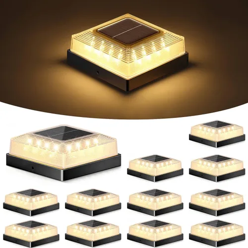 Vista 8 de Brightever 3.5 x 3.5 4x4 luz solar para poste al aire libre, paquete de 4 luces solares para postes de madera/vinilo, 3 modos de iluminación, luces