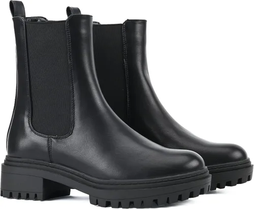 Vista 4 de Botas altas de moda hasta el tobillo grueso con plataforma a media pantorrilla para mujer (WANTED1)