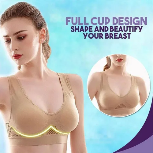 Vista 4 de Brasier cómodo de refrigeración permeable al aire para mujer, transpirable y fresco, brasier de levantamiento de aire, brasier esculpiente