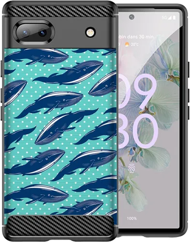 Vista 13 de CasesOnDeck - Funda de TPU negra compatible con Google Pixel 6A (2022) / Pixel 6A, delgada, minimalista, flexible, texturizada, formas abstractas