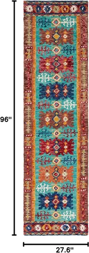 Vista 2 de SAFAVIEH Aspen Collection - Alfombra de pasillo de 2 pies 3 pulgadas x 8 pies, azul y rojo, hecha a mano, lana tribal bohemia, ideal para zonas
