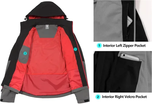 Vista 6 de Little Donkey Andy Chaqueta impermeable para hombre, transpirable, rompevientos para exteriores, con capucha desmontable