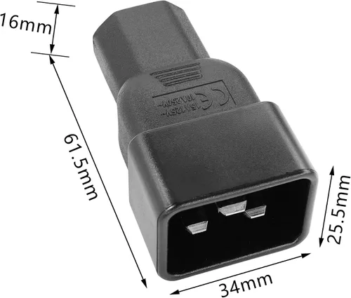 Vista 6 de GINTOOYUN IEC320 C13 a C20 Adaptador de corriente Convertidor de CA 15A a 10A Hembra C13 a Macho C20 Adaptador de enchufe de alimentación