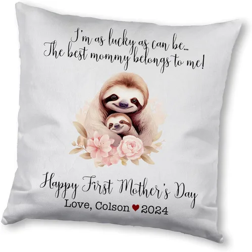 Vista 5 de Mother's Day Sloth, First Mother's Day Custom Pillowcase, Personalized Mother's Day Pillowcase, Gift for Mom, Home Decor