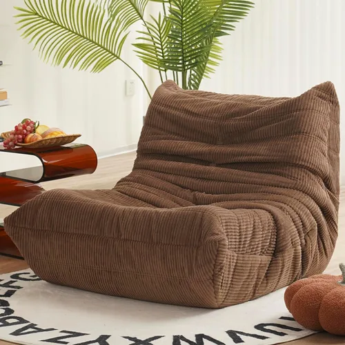 Vista 12 de N&V Silla junto a la chimenea, sofá de suelo sin brazos de mediados de siglo, silla de salón de suelo suave de corduroy premium, silla de sofá