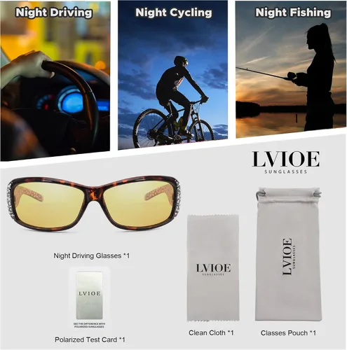 Vista 6 de LVIOE Gafas de sol polarizadasgafas de conducción de visión nocturna para mujeres LN010