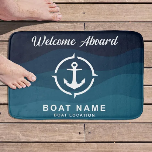 Vista 20 de Tapete náutico personalizado con nombre personalizado, alfombra de bienvenida para yate, puerto deportivo, muelle o retiro en el lago, tapete
