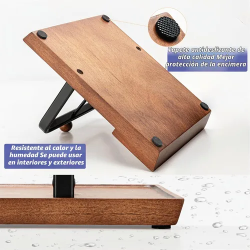 Vista 7 de Servilletero de madera – Servilletero multifuncional para mesa y cocina, incluye espacio para condimentos – Perfecto para el hogar, cocina