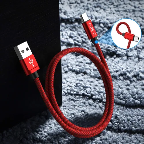 Vista 3 de Paquete con 2 cables USB C de 6.6 pies, Nylon trenzado tipo C, cable de carga, Funciona con Samsung Galaxy Note 9, 8, S8, S9, S10, 10 Plus, S10E
