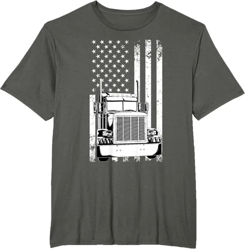 Vista 5 de Camión conductor bandera americana camionero vintage hombres mujeres regalo camiseta