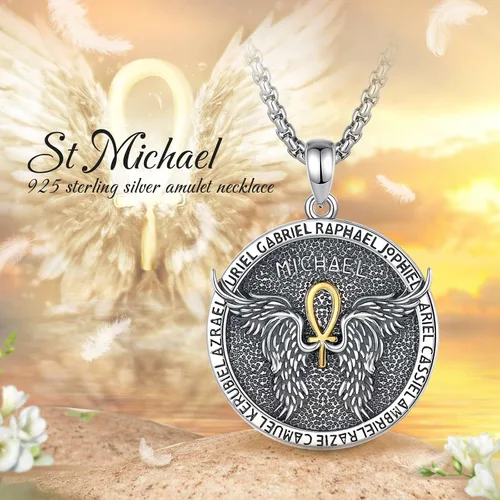 Vista 33 de Vito Collar de plata de ley 925 para mujeres y hombres, San Benito, crucifijo, Caravaca, San Cristóbal, San Judas, medalla patronal, amuleto