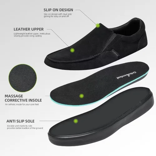 Vista 5 de OrthoComfoot Mocasines ortopédicos sin cordones para hombre mocasines casuales con soporte de arco para fascitis plantar, cómodos zapatos de vestir