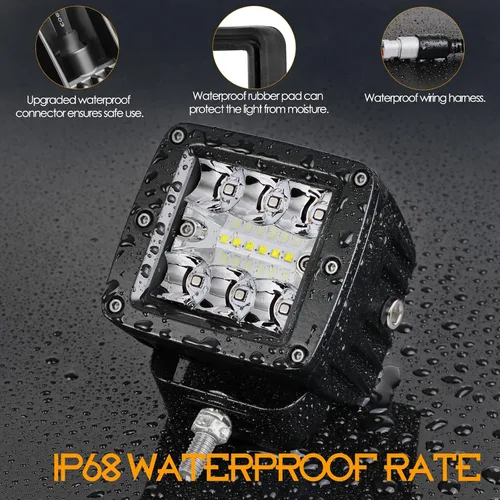 Vista 6 de Nirider - Cápsulas LED RGB, 2 unidades, barra de luz LED de 3 pulgadas con arnés de cableado, luces LED de cubo multicolor, Bluetooth que cambia