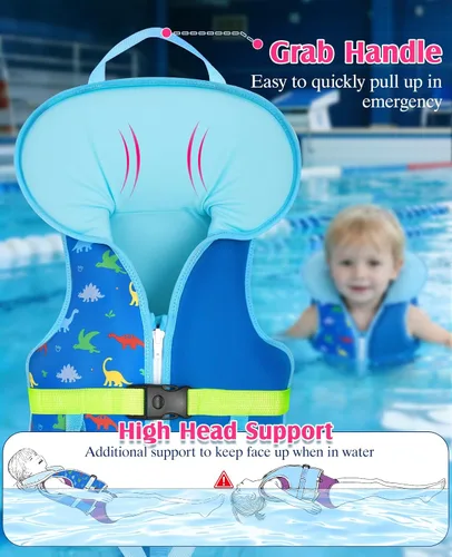 Vista 2 de HeySplash Chaleco de natación para niños pequeños, flotadores para niños de 22 a 44 libras/22 a 55 libras, chaqueta de natación para niños