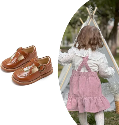 Vista 2 de Otter MOMO Vestido de uniforme escolar con tirantes en T para niña Mary Jane Flat