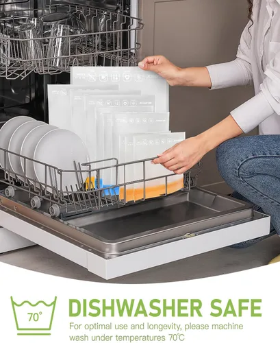 Vista 2 de IDEATECH Paquete de 12 bolsas de almacenamiento de alimentos aptas para lavavajillas, bolsas de congelador sin BPA, bolsas reutilizables