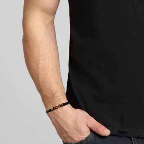 Vista 7 de Ckysee Healing Balancing Genuine Leather Beads Bracelet Magnetic Clasp Bracelet 8.5