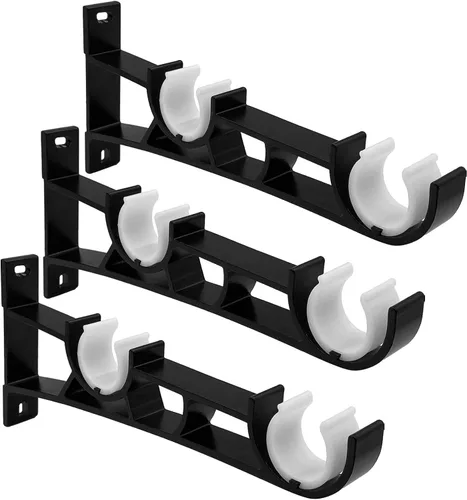 Vista 7 de Soportes dobles para cortinero, ganchos resistentes para cortinero, soportes para barra de cortina montados en la pared para cortinero de 1 pulgada