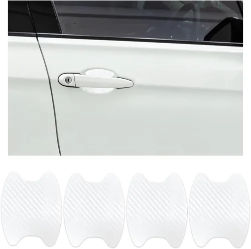 Vista 9 de Ziciner 4 calcomanías para manija de puerta de automóvil, textura de fibra de carbono, películas protectoras para manija de puerta automática