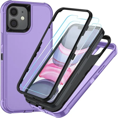 Vista 71 de SunStory Funda compatible con iPhone 11 con protector de pantalla HD, 3 capas de alta resistencia de cuerpo completo, funda protectora híbrida 3