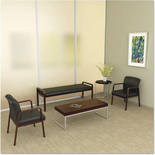 Vista 2 de Alera ALE Reception Lounge WL Series Bench, 65 3/4 x 22 1/4 x 22 7/8, negro/caoba