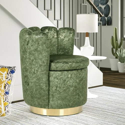 Vista 9 de Adeco Respaldo acolchado suave con acento moderno, almacenamiento de barril tapizado, sofá individual de lectura, sala de estar, dormitorio, silla