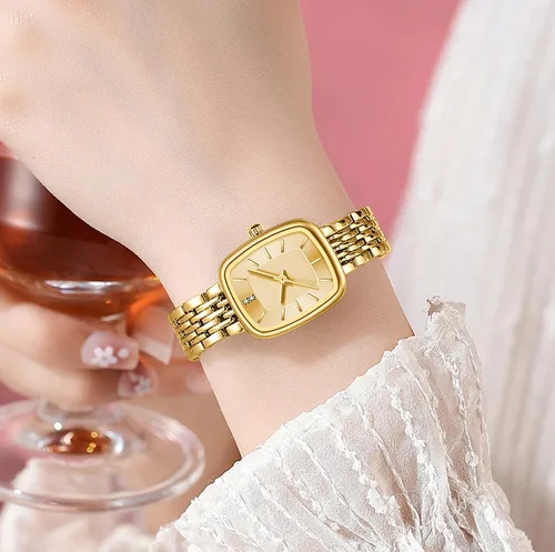 Vista 2 de BESTKANG Reloj rectangular de moda casual para mujer, reloj de pulsera de cuarzo con pulsera de acero inoxidable, resistente al agua.