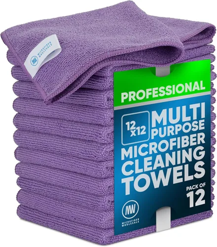 Vista 14 de Paños de limpieza de microfibra Pro multisuperficie de 12 x 12 pulgadas Negro - Paquete de 12 Toallas de microfibra premium para limpiar vidrio