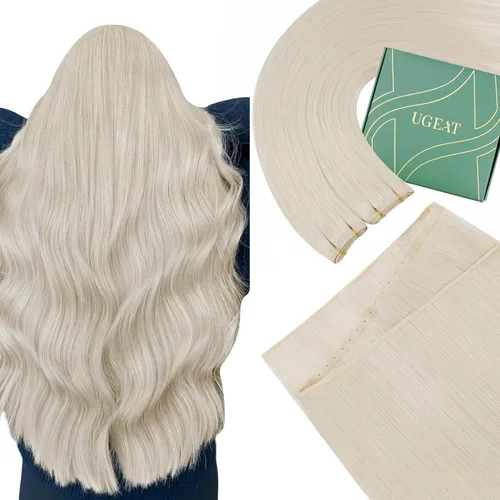 Vista 30 de Ugeat Extensiones de cabello humano de trama de mariposa, color negro, 16
