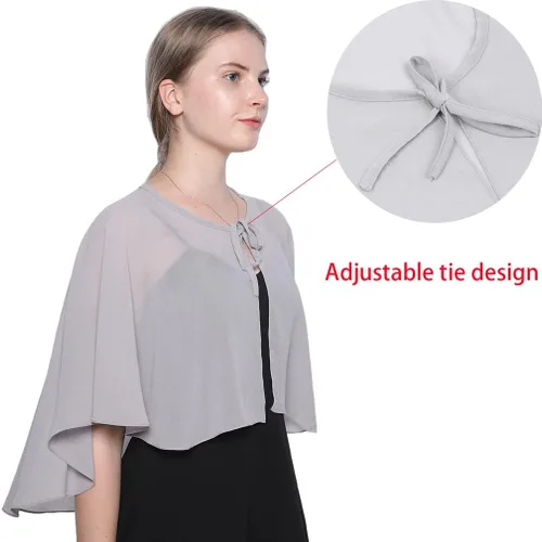 Vista 2 de LMVERNA Shawl Wraps for Women Formal Chiffon Capelets Lightweight Tie Capes Cover Up for Dress