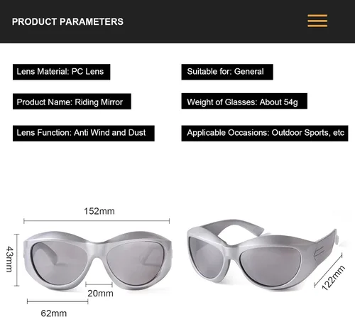 Vista 3 de Y2K - Gafas de sol punk para mujer, diseño geométrico envolvente, estilo punk hip hop, gafas de sol