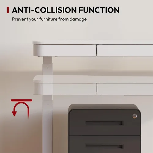 Vista 7 de SANODESK Escritorio eléctrico de una pieza ajustable en altura con cajón Blanco