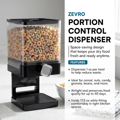 Vista 4 de Zevro Dispensador individual de comida seca edición compacta, Negro
