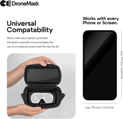 Vista 5 de DroneMask 1 Gafas FPV patentadas con lentes Unibody Auriculares VR inmersivos para drones DJI