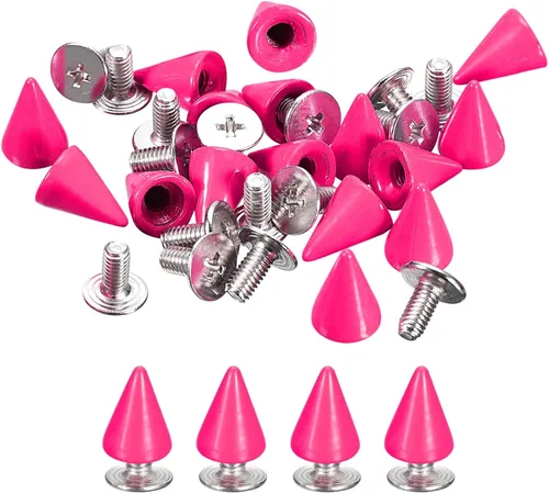 Vista 7 de uxcell 100 juegos de tachuelas de cono de 0.39 x 0.394 pulgadas y remaches de metal para ropa, cinturones, bolsas, zapatos, manualidades, cuero, Rojo