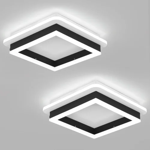 Vista 23 de CANEOE Luz de Pasillo Cuadrada de 24W, Moderna Luz de Techo LED de Montaje al Ras, Luces de Acrílico Blanco Cerca del Techo para Dormitorio Comedor