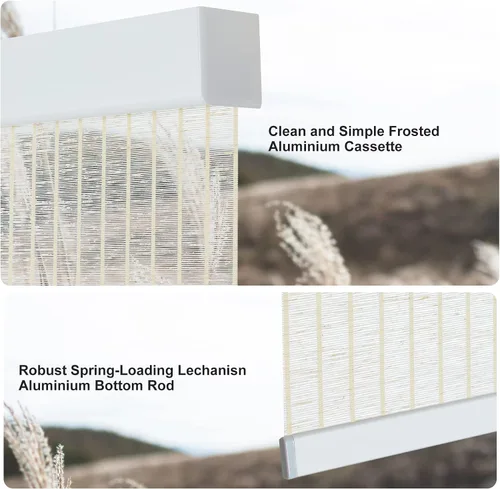 Vista 3 de Tonature Persianas sin cordones con casete con aspecto de bambú natural, persianas y persianas de parada libre, cortinas enrollables con filtro