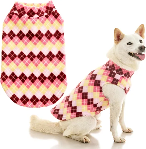 Vista 9 de Gooby - Chaleco de Vellón Elástico, Chaleco de Vellón Tipo Pullover Chaqueta Suéter para Perros, Azul Argyle, Extra Pequeño