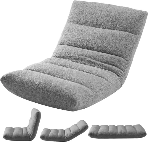 Vista 18 de Silla de suelo ajustable con espuma viscoelástica, silla plegable para juegos con soporte para la espalda, cama reclinable acolchada, tumbona