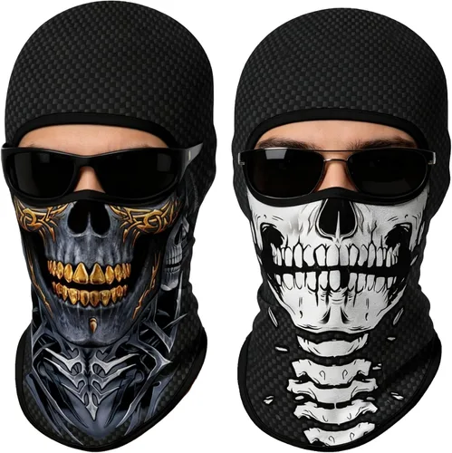 Vista 31 de Pasamontañas 3D, máscara de cara completa, resistente al viento, máscara de esquí con calavera táctica para motocicleta, ciclismo, Halloween