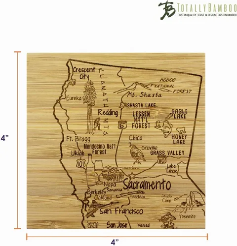 Vista 7 de Totally Bamboo California State Puzzle - Juego de posavasos de bambú de 4 piezas con estuche