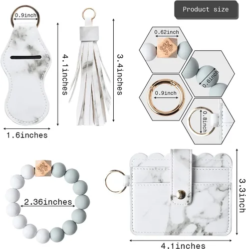 Vista 3 de KESOCORAY Pulsera de pulsera para mujer, llavero con cuentas de silicona, llavero con borla