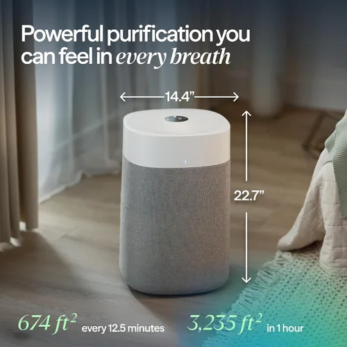 Vista 3 de BLUEAIR Purificadores de aire para habitaciones grandes, limpia 3,048 pies cuadrados en una hora, limpiador de aire inteligente HEPASilent