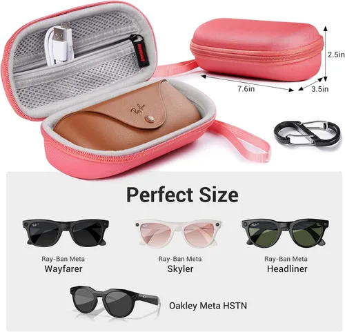 Vista 2 de CoBak Funda de transporte para gafas inteligentes Ray-Ban Meta y Oakley, se adapta a WayfarerSkylerHeadliner, almacenamiento protector portátil