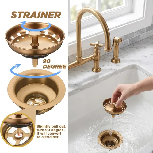 Vista 3 de Norme 5 Piezas Conjunto de Colador de Desagüe de Fregadero de Cocina de 3-1/2 Pulgadas Ensamblaje Brida de Triturador de Basura Tapón Obturador
