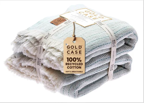 Vista 39 de Gold Case - Manta para sofá, mantas y mantas 100% algodón turco reciclado, mantas suaves Buffalo para sala de estar, manta tejida decorativa Boho